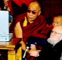 An alleged photograph of the fourteenth Dalai Lama receiving Professor Robin-Evans in 1947