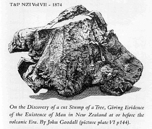 A supposedly 150,000 year old carved tree stump from New Zealand